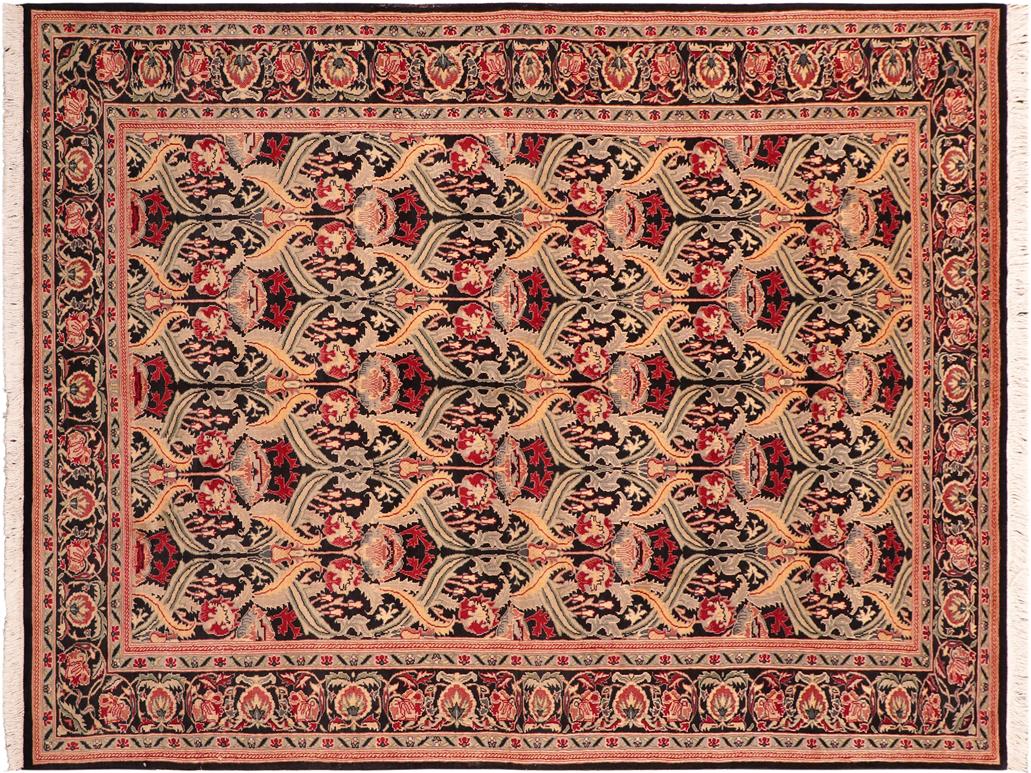 handmade Transitional Hamjolie Black Red Hand Knotted RECTANGLE 100% WOOL area rug 6x9