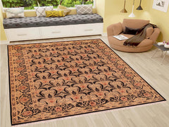 handmade Transitional Tulip Black Red Hand Knotted RECTANGLE 100% WOOL area rug 6x9