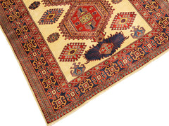 handmade Geometric Sherwan Gold Blue Hand Knotted RECTANGLE 100% WOOL area rug 5x6