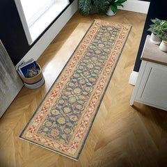 handmade Traditional Kafkaz Blue Red Hand Knotted RUNNER 100% WOOL area rug 3 x 15