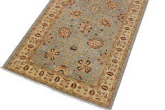 handmade Traditional Kafkaz Blue Gold Hand Knotted RUNNER 100% WOOL area rug 4 x 11