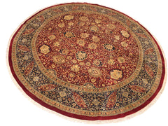 handmade Traditional Kashan Red Blue Hand Knotted ROUND 100% WOOL area rug 12x12