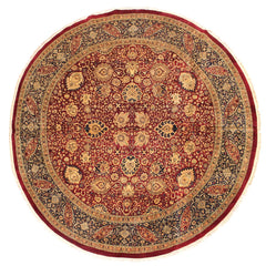 handmade Traditional Kashan Red Blue Hand Knotted ROUND 100% WOOL area rug 12x12