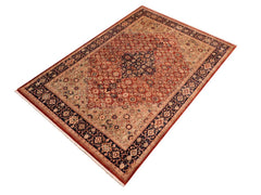 handmade Traditional Bakshi Rust Drk. Blue Hand Knotted RECTANGLE 100% WOOL area rug 8x11
