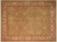 handmade Traditional Design Green Gold Hand Knotted RECTANGLE 100% WOOL area rug 8x10