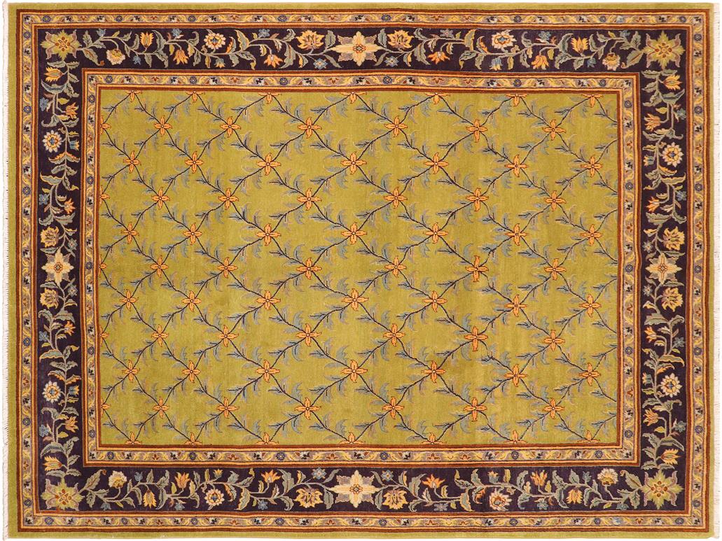 handmade Transitional Design Green Aubergine Hand Knotted RECTANGLE 100% WOOL area rug 8x10