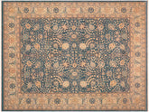 handmade Traditional Blue Beige Hand Knotted RECTANGLE 100% WOOL area rug 8x10