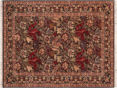 handmade Transitional Gulshan Black Red Hand Knotted RECTANGLE 100% WOOL area rug 6x9