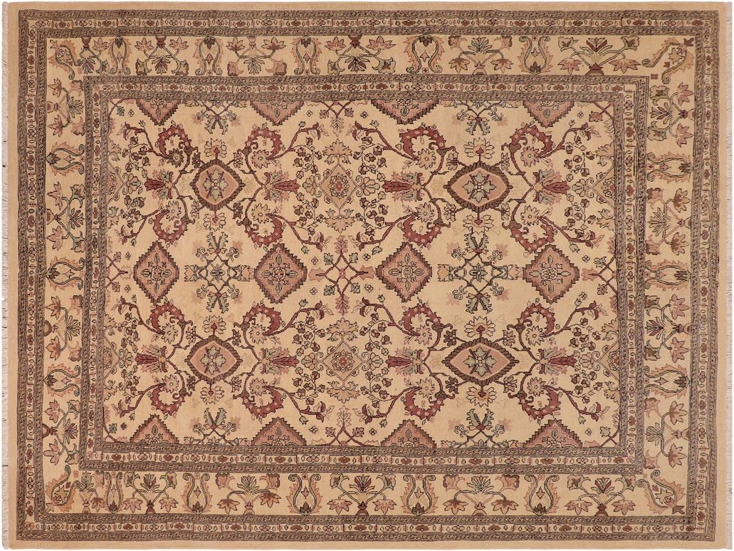 handmade Transitional Antique Beige Brown Hand Knotted RECTANGLE 100% WOOL area rug 9x9