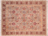 handmade Traditional Lahore Taupe Red Hand Knotted RECTANGLE 100% WOOL area rug 8x11