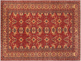 Rustic Super Kazak Kary Red/Gold Wool Rug - 9'9'' x 13'3''