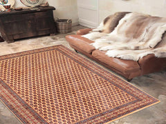 handmade Geometric Sherwan Beige Blue Hand Knotted RECTANGLE 100% WOOL area rug 7x10