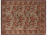handmade Transitional Honeysuckle Black Tan Hand Knotted RECTANGLE 100% WOOL area rug 6x9
