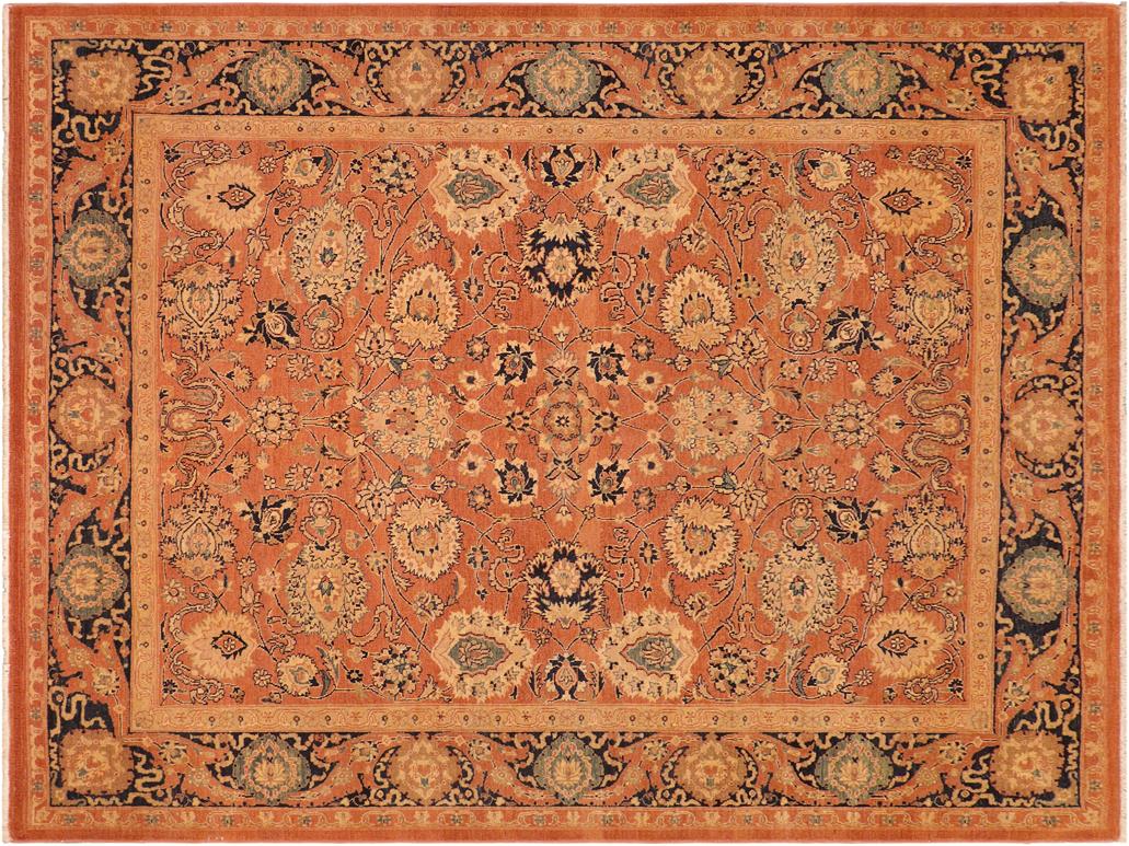 handmade Transitional Antique Rust Blue Hand Knotted RECTANGLE 100% WOOL area rug 8x9