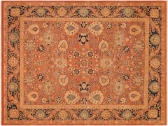 handmade Transitional Antique Rust Blue Hand Knotted RECTANGLE 100% WOOL area rug 8x9