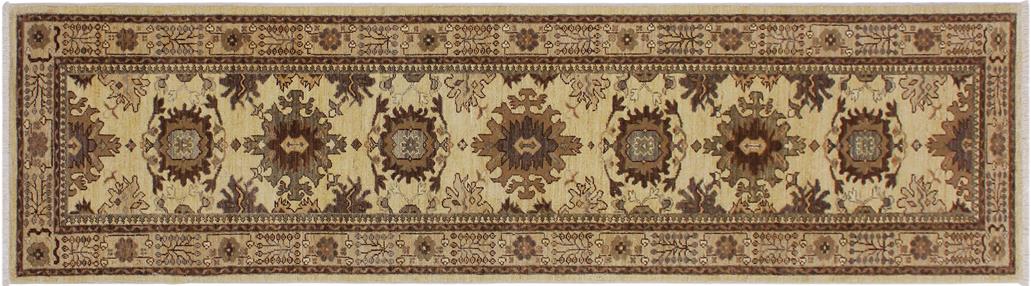 handmade Traditional Kafkaz Gold Tan Hand Knotted RUNNER 100% WOOL area rug 3 x 9
