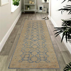 handmade Traditional Kafkaz Blue Gold Hand Knotted RUNNER 100% WOOL area rug 4 x 11