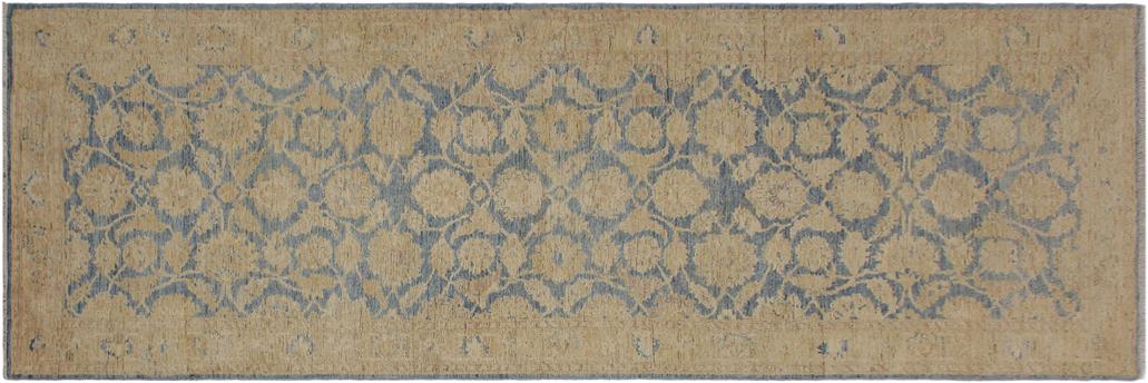 handmade Traditional Kafkaz Blue Gold Hand Knotted RUNNER 100% WOOL area rug 4 x 11