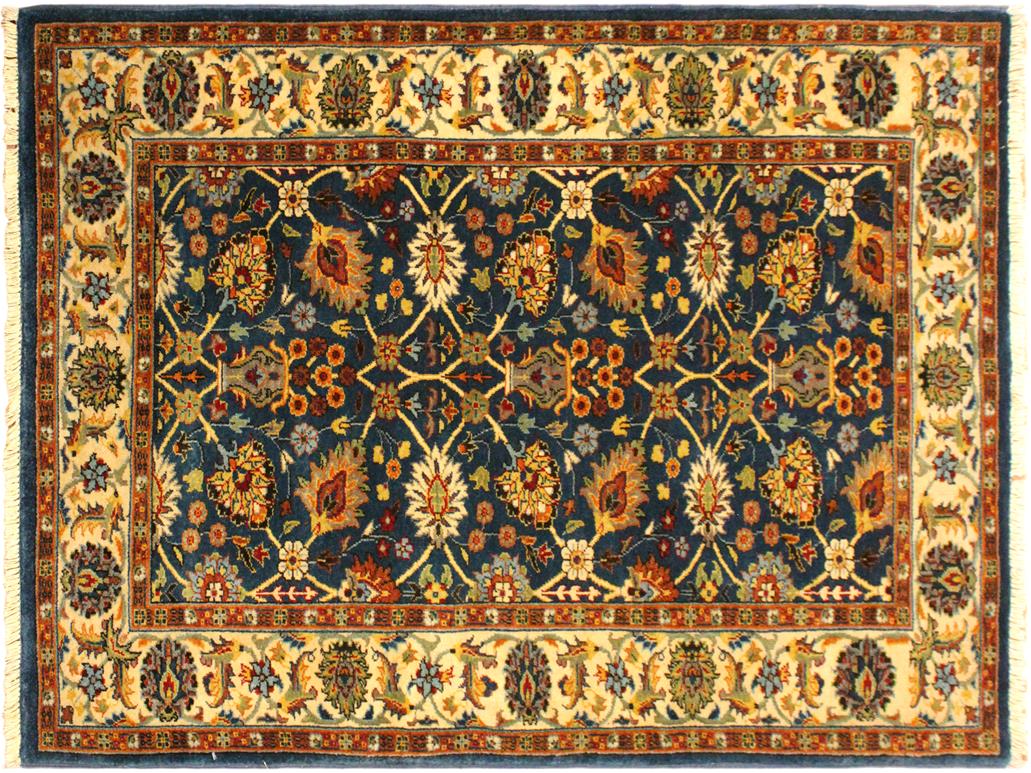 handmade Transitional Design Teal Ivory Hand Knotted RECTANGLE 100% WOOL area rug 3x5