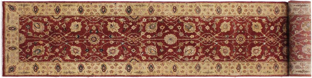 handmade Traditional Kirman Red Gold Hand Knotted RUNNER 100% WOOL area rug 3 x 12