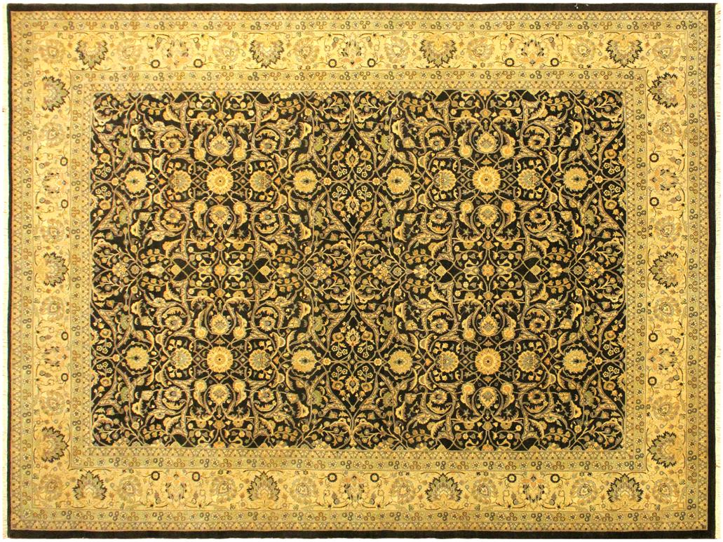 handmade Traditional Brown Ivory Hand Knotted RECTANGLE 100% WOOL area rug 9x12