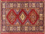 Bohemian Super Kazak Margaret Red/Beige Wool Rug - 2'0'' x 2'10''