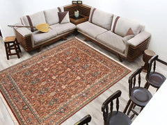 handmade Transitional Mujahid Brown Tan Hand Knotted RECTANGLE 100% WOOL area rug 8x10