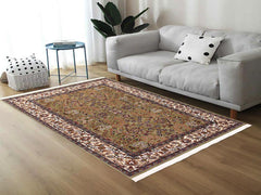 handmade Hereke Green Ivory Hand Knotted RECTANGLE WOOL&SILK area rug 4x6