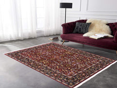 handmade Hereke Red Blue Hand Knotted RECTANGLE WOOL&SILK area rug 4x6