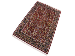 handmade Hereke Red Blue Hand Knotted RECTANGLE WOOL&SILK area rug 4x6