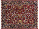 handmade Hereke Red Blue Hand Knotted RECTANGLE WOOL&SILK area rug 4x6
