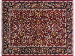 handmade Hereke Red Blue Hand Knotted RECTANGLE WOOL&SILK area rug 4x6