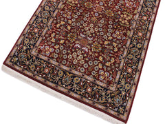 handmade Hereke Red Blue Hand Knotted RECTANGLE WOOL&SILK area rug 4x6