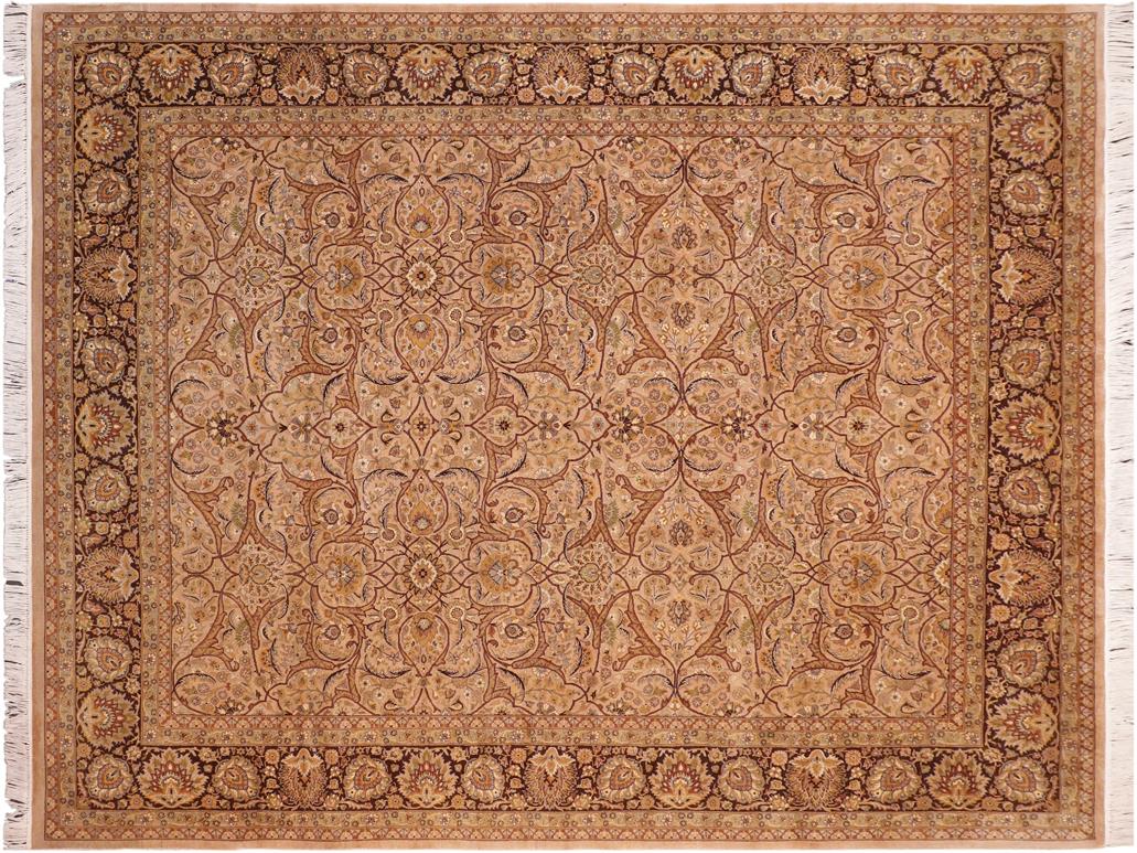 handmade Transitional Hajijellile Tan Brown Hand Knotted RECTANGLE 100% WOOL area rug 8x10