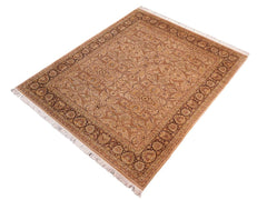 handmade Transitional Hajijellile Tan Brown Hand Knotted RECTANGLE 100% WOOL area rug 8x10