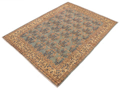 handmade Transitional Antique Lt. Blue Tan Hand Knotted RECTANGLE 100% WOOL area rug 9x11