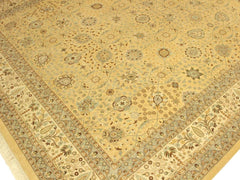 handmade Traditional  Lt. Gold Lt. Gold Hand Knotted RECTANGLE 100% WOOL area rug 10x15