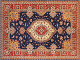 Tribal Super Kazak Leslie Blue/Red Wool Rug - 8'9'' x 12'4''