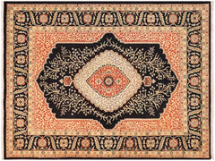 handmade Traditional Design Black Green Hand Knotted RECTANGLE 100% WOOL area rug 5x7