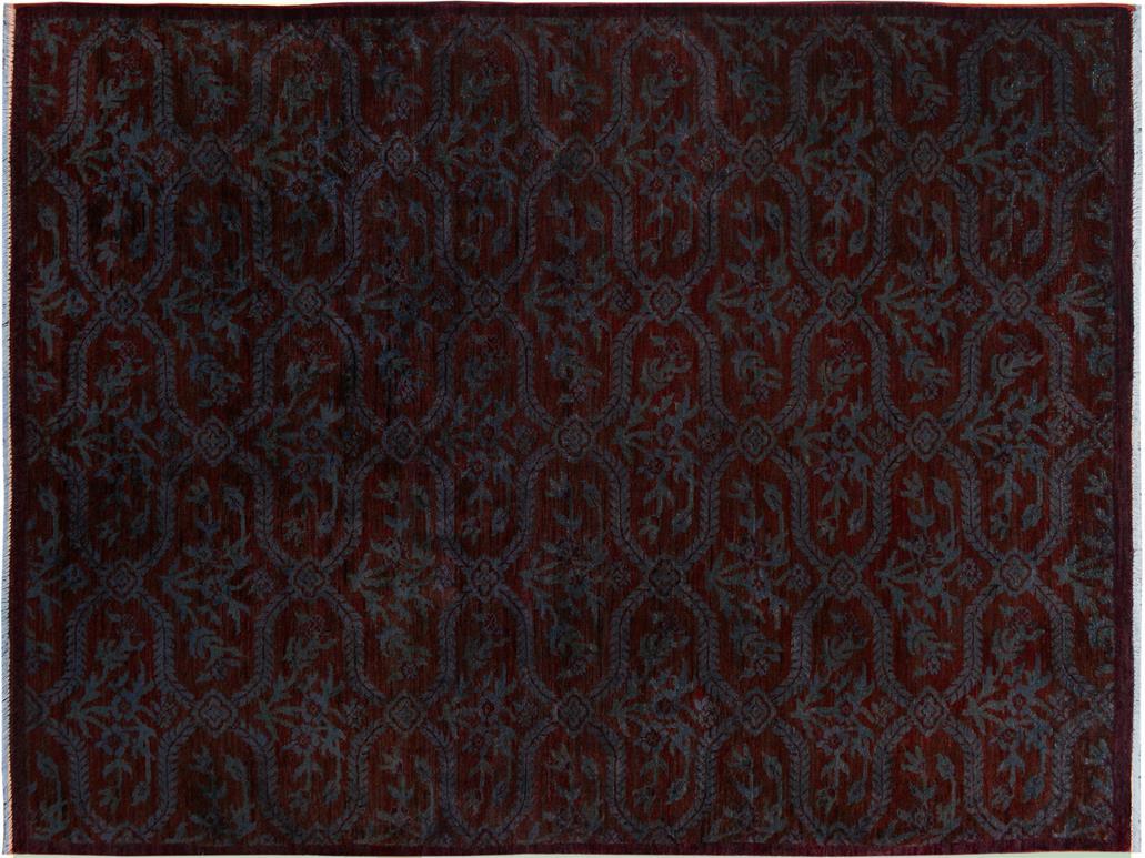 handmade Over Dyed Over Dyed Rust Blue Hand Knotted RECTANGLE 100% WOOL area rug 5x7