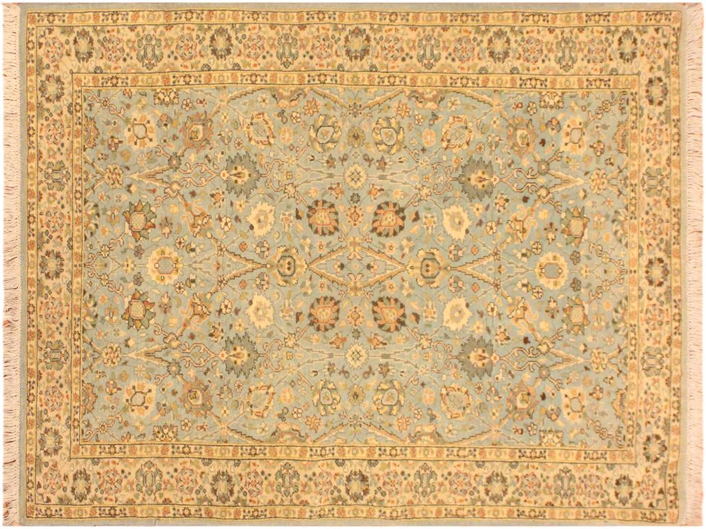 handmade Transitional Design Blue Ivory Hand Knotted RECTANGLE 100% WOOL area rug 3x5