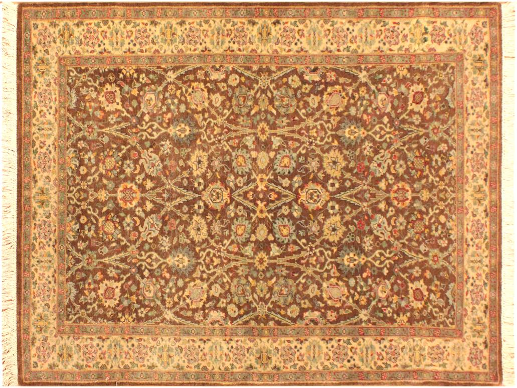 handmade Transitional Design Brown Ivory Hand Knotted RECTANGLE 100% WOOL area rug 3x5