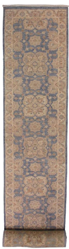 handmade Traditional Kafkaz Blue Ivory Hand Knotted RUNNER 100% WOOL area rug 3 x 13