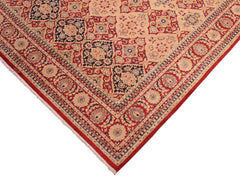 handmade Traditional Kirman Red Tan Hand Knotted RECTANGLE 100% WOOL area rug 8x10