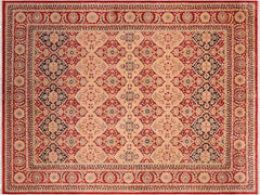 handmade Traditional Kirman Red Tan Hand Knotted RECTANGLE 100% WOOL area rug 8x10