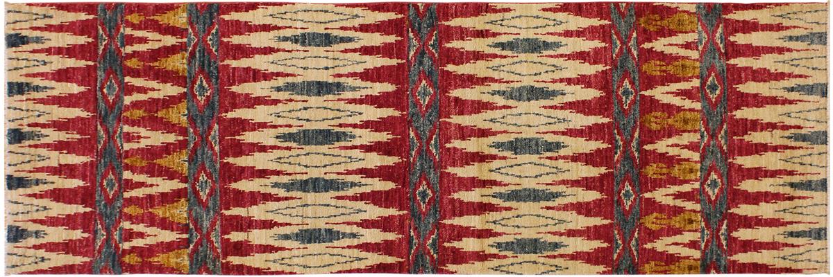 handmade Modern Kafkaz Pink Green Hand Knotted RUNNER 100% WOOL area rug 3x8