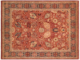 handmade Traditional Shahid Rust Blue Hand Knotted RECTANGLE 100% WOOL area rug 8x10
