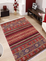 handmade Geometric Khorgeen Red Blue Hand Knotted RECTANGLE 100% WOOL area rug 6x8