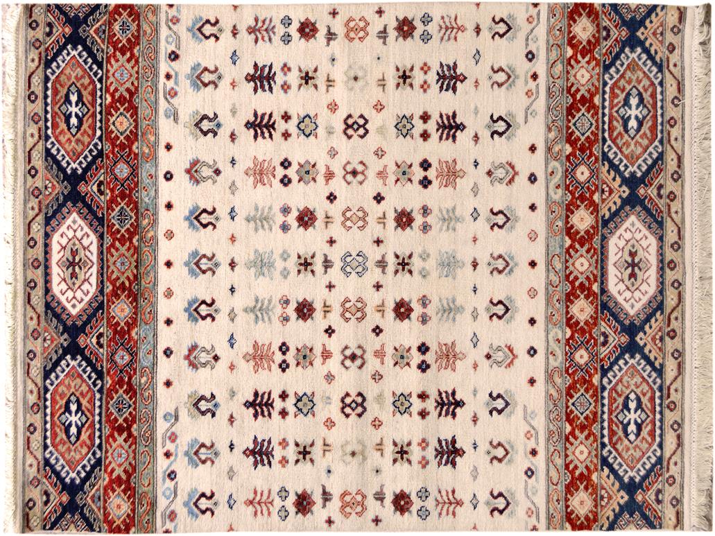 handmade Geometric Khorgeen Beige Red Hand Knotted RECTANGLE 100% WOOL area rug 4x6