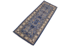 handmade Traditional Kafkaz Blue Ivory Hand Knotted RUNNER 100% WOOL area rug 3 x 9